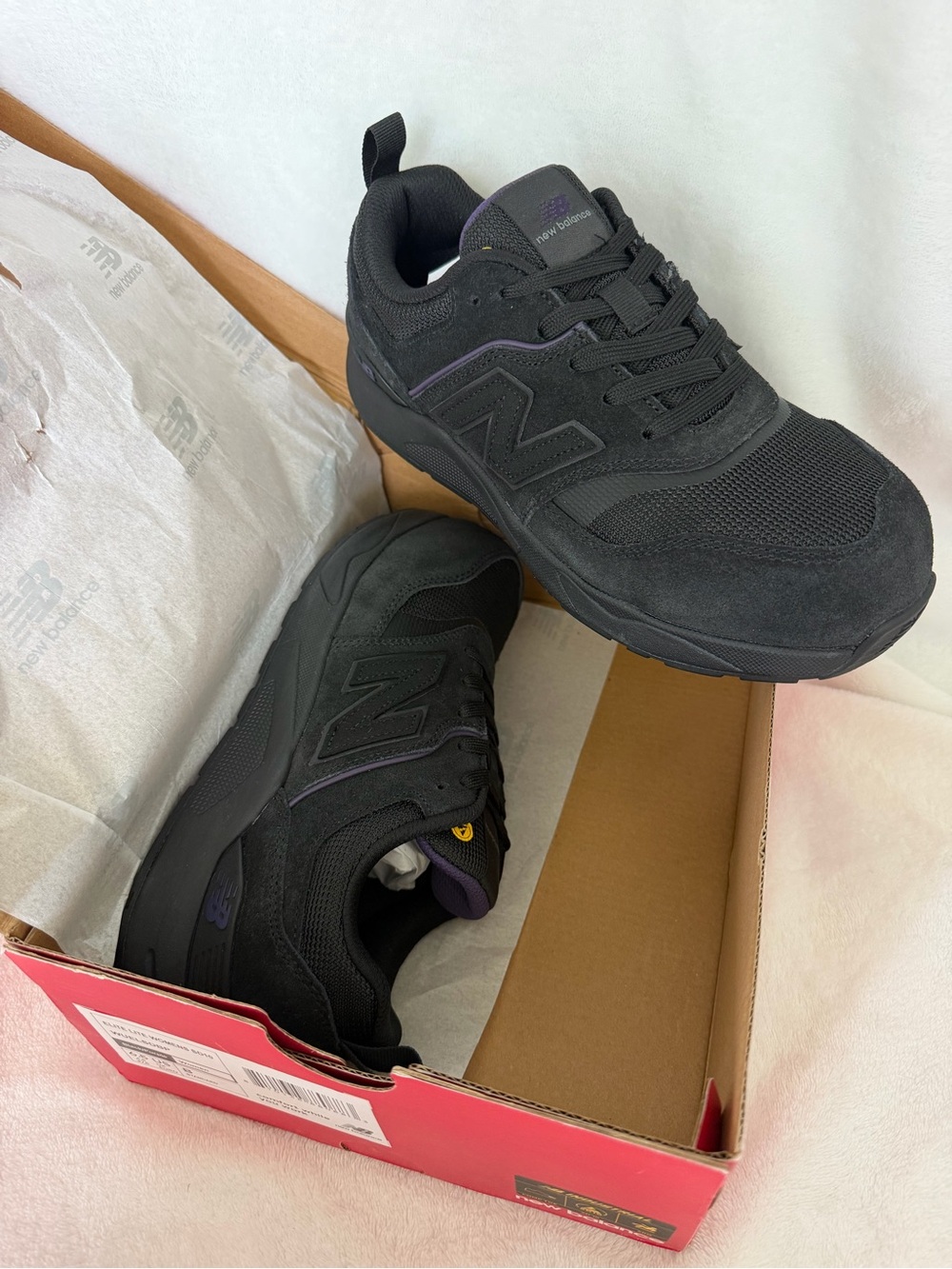 New Balance Industrial Black Sneakers with Subtle Purple Trim